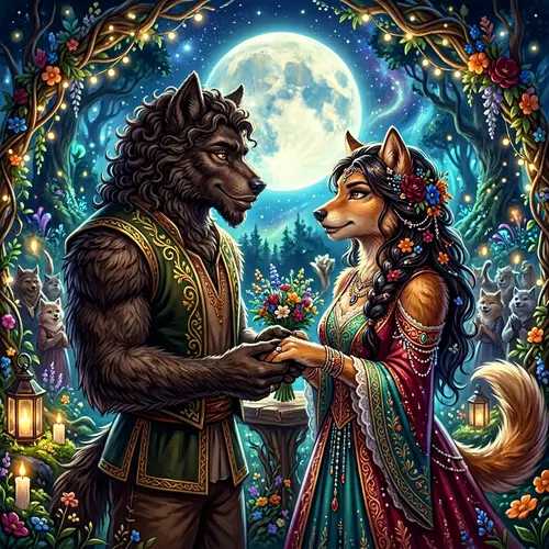Whimsical Werewolf Wedding Portrait | Fantasy-Inspired Art