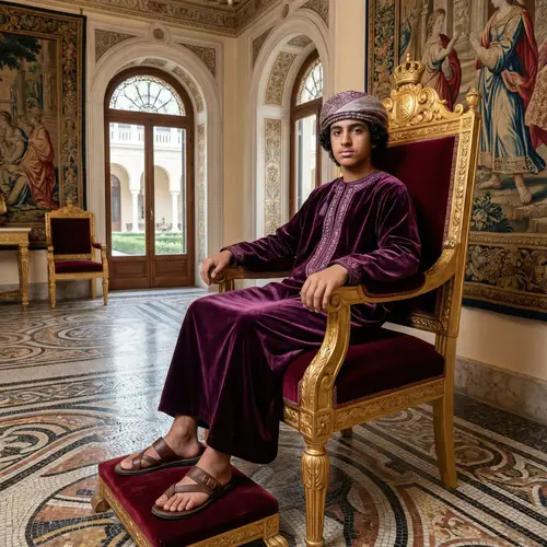 Regal Middle Eastern Boy in Traditional Costume
