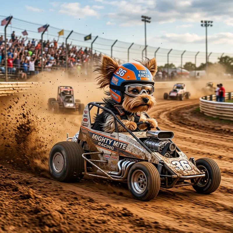 Yorkshire Terrier Sprint Car Action - Fluffy Cutie