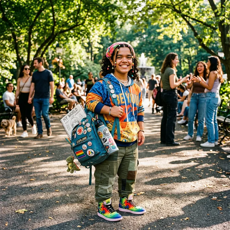 Celebrating Diversity: Inspirational Teen Embracing Unique Style in Urban Park Celebrating Diversity: Inspirational Teen Embracing Unique Style in Urban Park