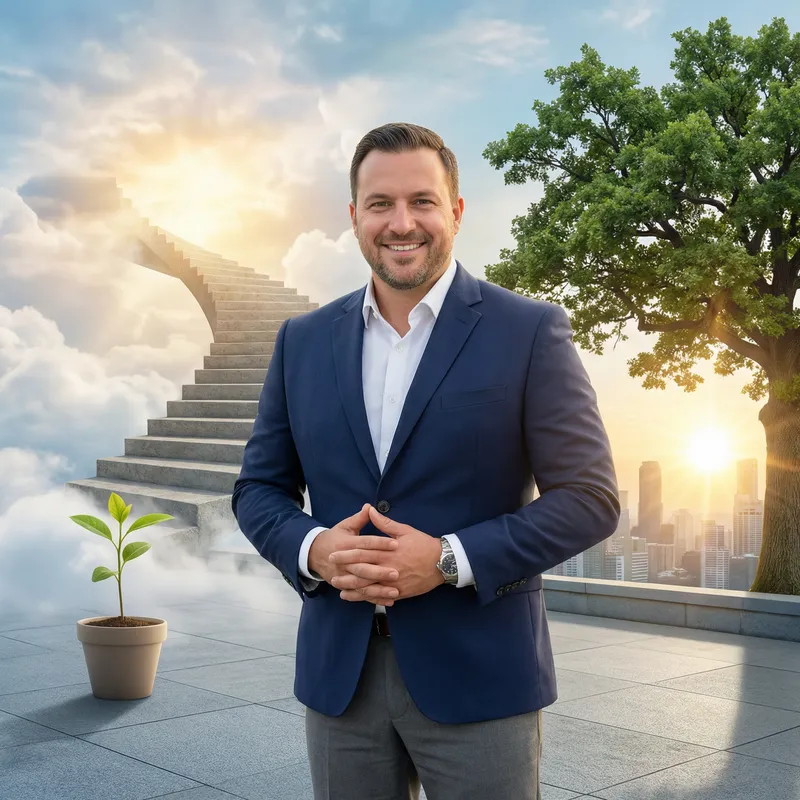 Ambitious Professional in Blue Suit for LinkedIn Profile Ambitious Professional in Blue Suit for LinkedIn Profile