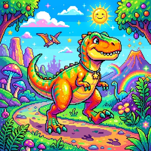 Colorful Sheen T-Rex Sprite Illustration