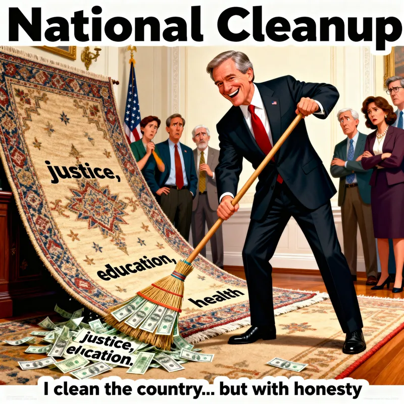 National Cleanup: A Political Satire Cartoon