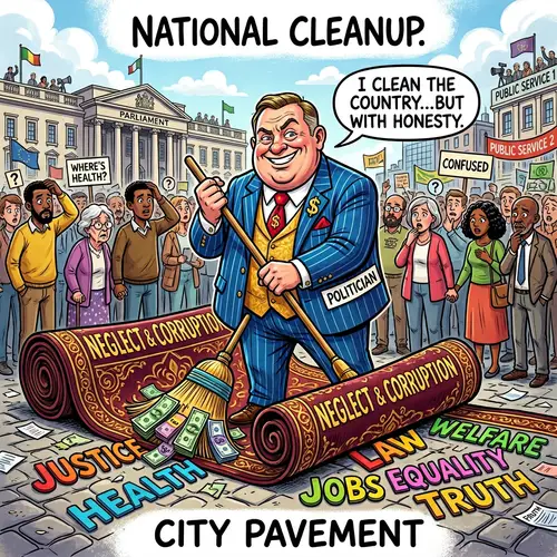 National Cleanup: A Political Satire Cartoon
