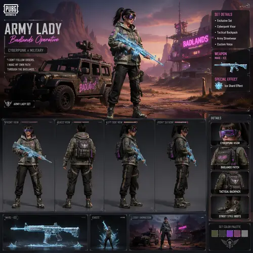 Street Style Army Lady Character for PUBG Mobile