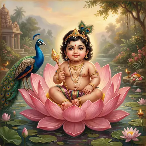 Baby Murugan Sitting in Lotus - Divine Childhood