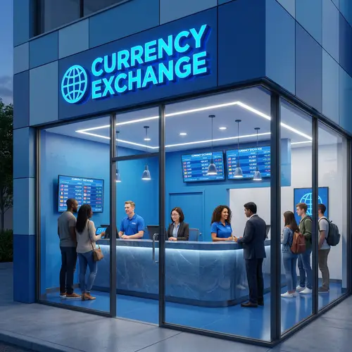 Modern Currency Exchange Shop | Blue Color Scheme