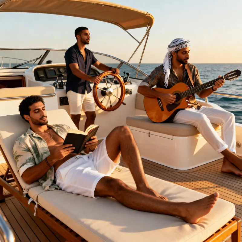 Stylish North African Models on a Luxury Yacht Stylish North African Models on a Luxury Yacht
