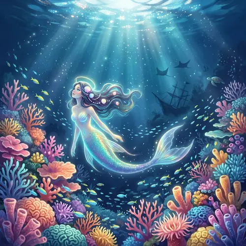 Surreal Underwater Panorama with Mermaid - Stunning Digital Painting