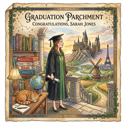 Graduation Parchment: Exploring Fantasy Destinations