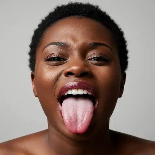 Petit Black Woman with Slimy Pink Tongue