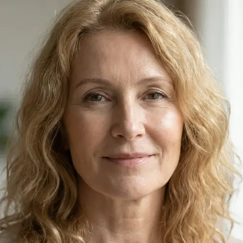 Caucasian Woman with Blonde Hair & Gentle Features