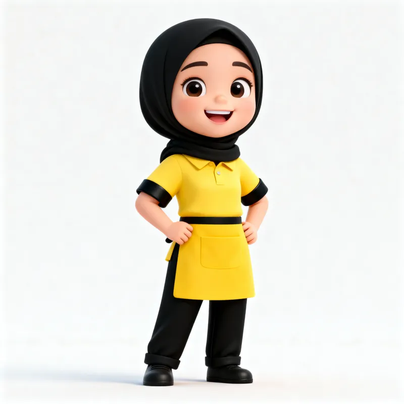 Simple Cartoon Hijab Girl in 3D Style