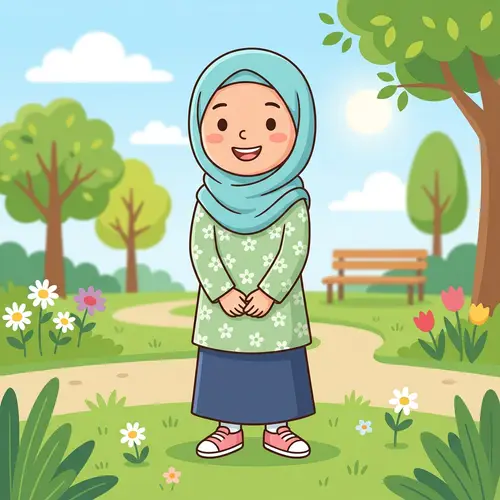 Simple Cartoon Hijab Girl in 3D Style