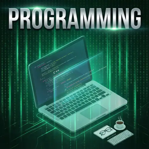 Programming Cover Page - Binary Code Background and Laptop Image