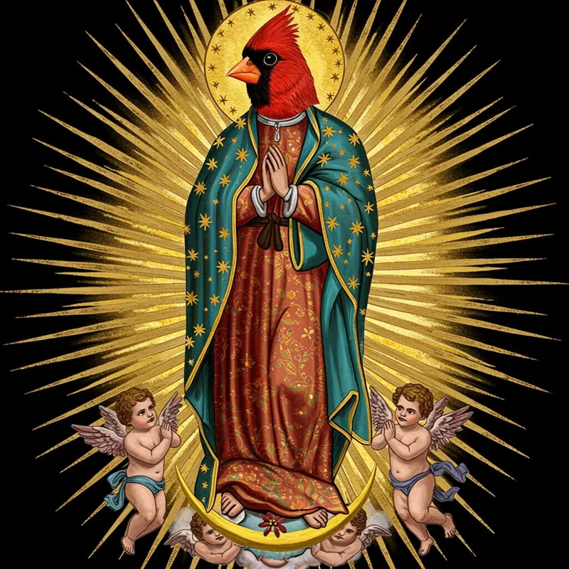 Revered Female Figure with Cardinal Face in Iconography