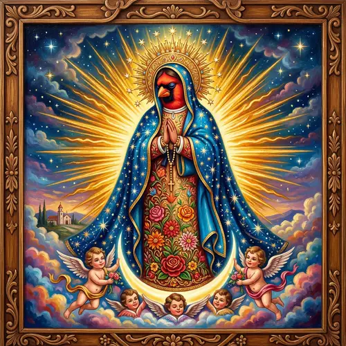 Revered Female Figure with Cardinal Face in Iconography