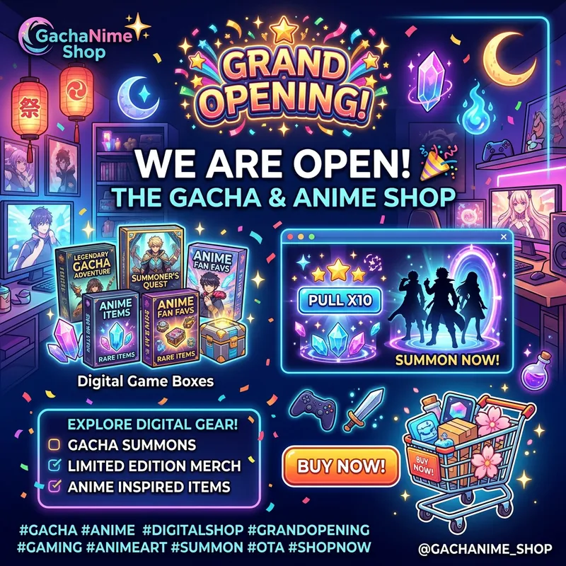Celebrate the Grand Opening of an Online Store for Gacha & Anime Games