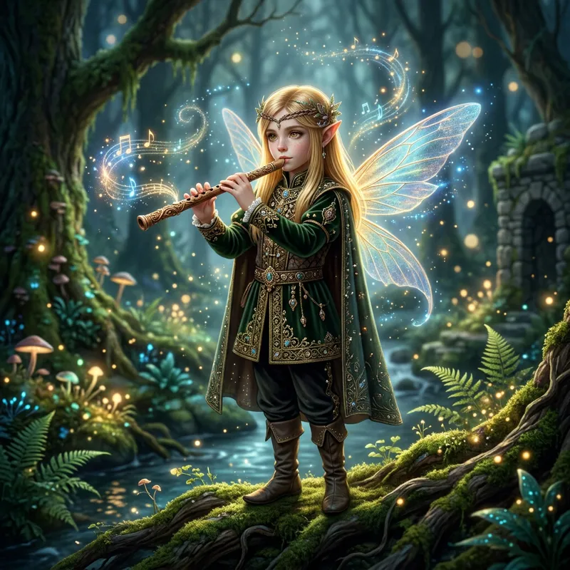 Captivating Fairy Bard with Golden Hair | Ethereal Melodies