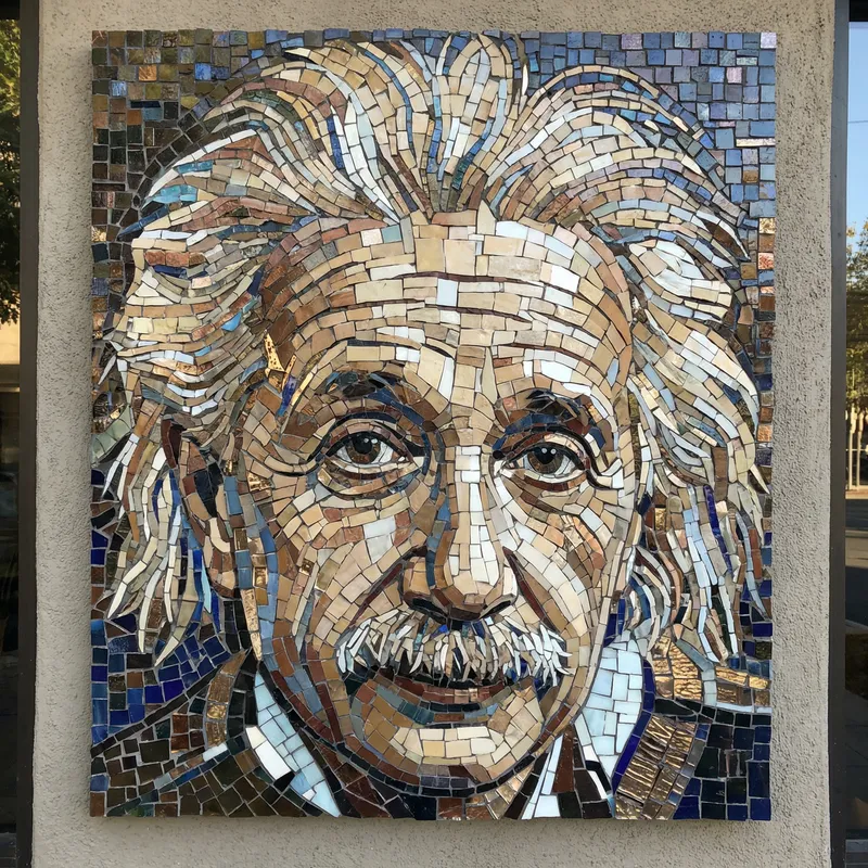 Mosaic Portrait of Einstein - Art and Science Unite