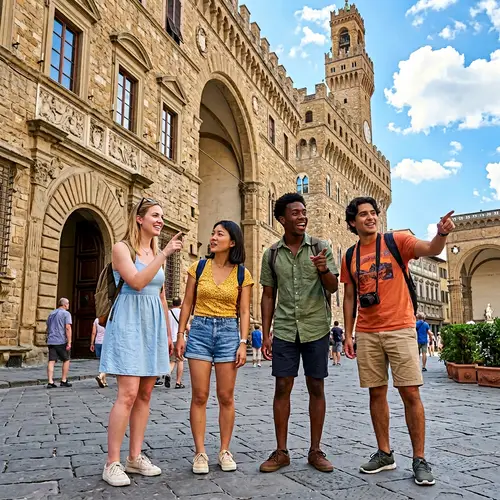 Multiethnic Students Touring Italy: Exploring Historical Architecture