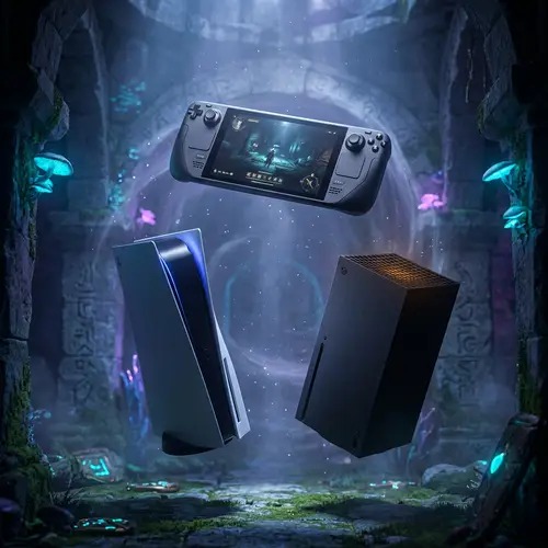 Modern Gaming Devices Floating in Mid-Air