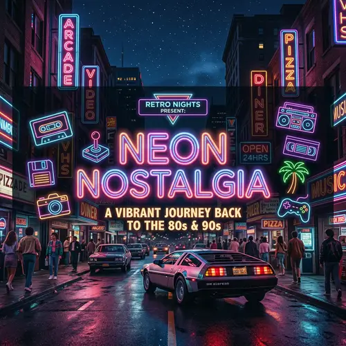 Neon Nostalgia Banner: Vibrant Retro Design