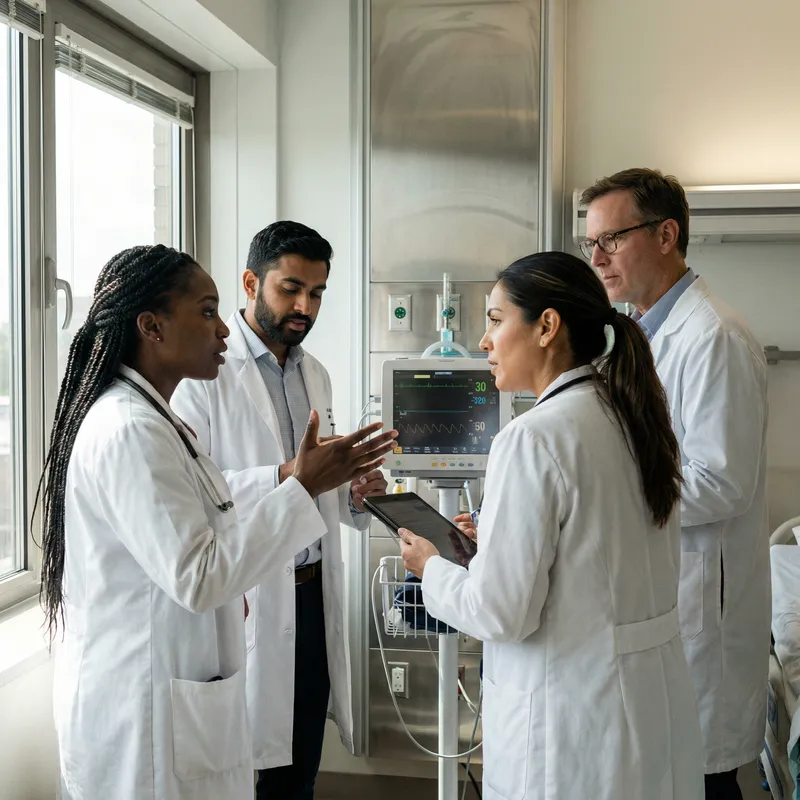 Diverse Group of Doctors in Hospital Interaction Diverse Group of Doctors in Hospital Interaction