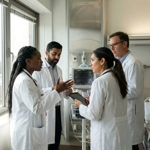 Diverse Group of Doctors in Hospital Interaction