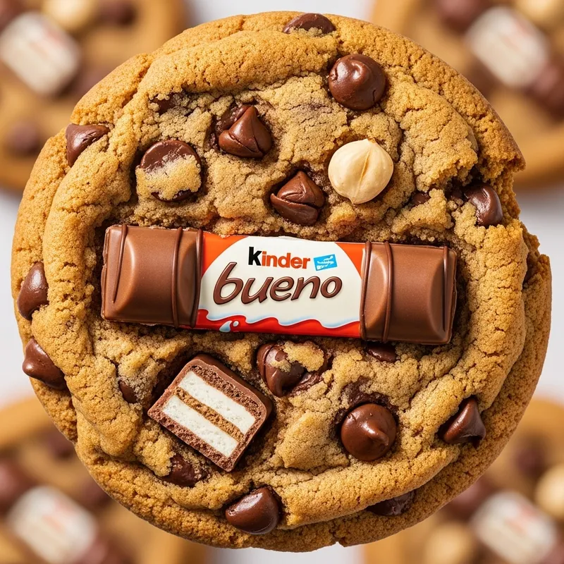 Chocolate Chip Cookies with Kinder Bueno Drizzle