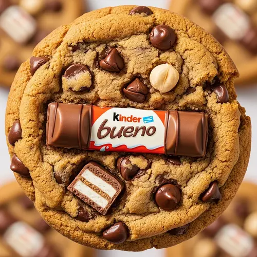 Chocolate Chip Cookies with Kinder Bueno Drizzle