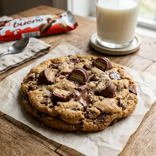 Chocolate Chip Cookies with Kinder Bueno Drizzle