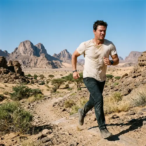 Athletic Person Running in Wild Libyan Landscapes | Actor-like Physique