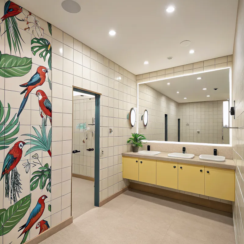Stunning Bathroom Design with Parrot Tiles