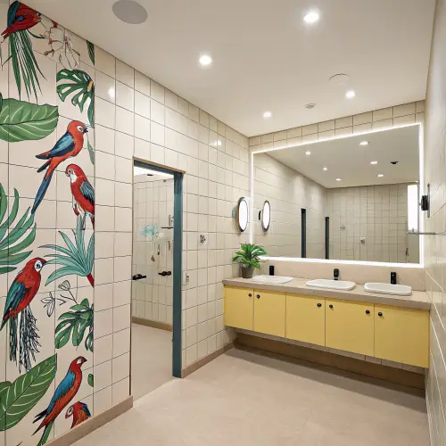 Stunning Bathroom Design with Parrot Tiles