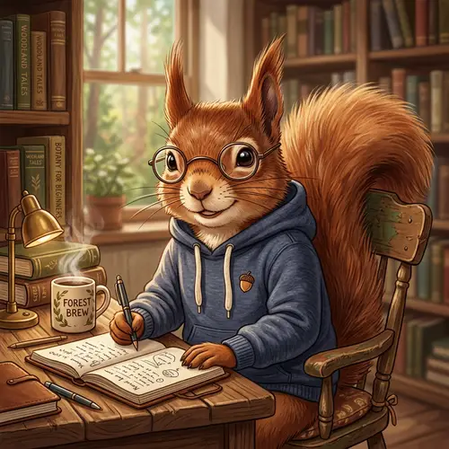 Smartly Dressed Squirrel Character in Hoodie