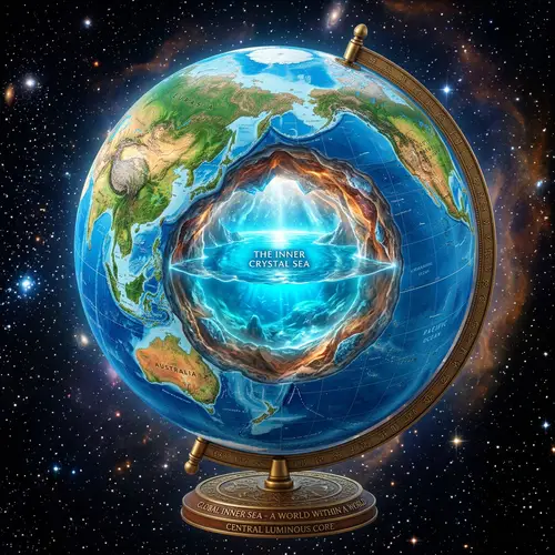 3D World Sphere with Crystal Lake Inside