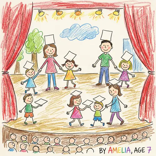 Children's Theatre Stage Drawing with Parents