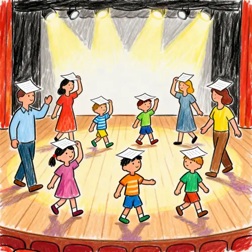 Children's Theatre Stage Drawing with Parents