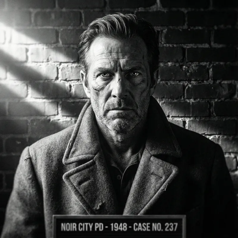 Classic Black-and-White Film Noir Mugshot