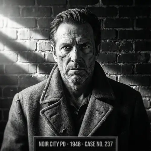 Classic Black-and-White Film Noir Mugshot