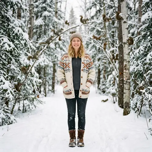 Viking-Style Cardigan with Snow Squirrels