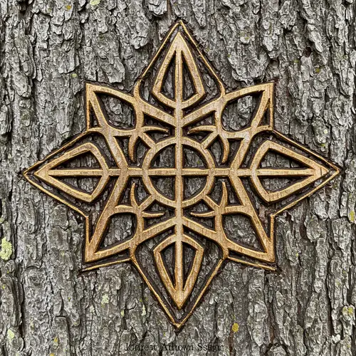 Cult Symbol Carved in Bark - Geometric Design