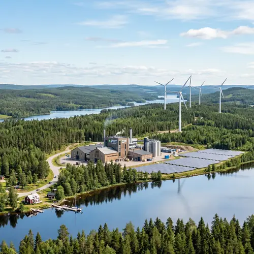 Swedish Landscape with Renewable Industrial Building