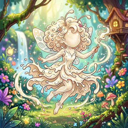 Whimsical Milk Fairy Illustration | Cute Cartoon Art