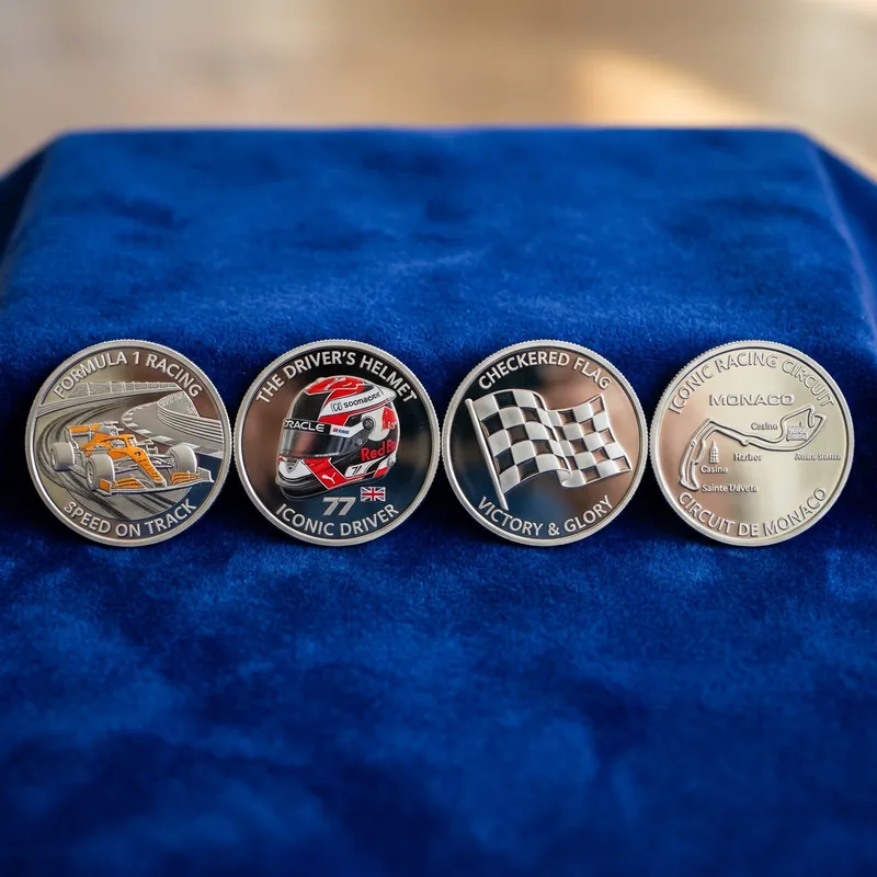 Formula 1 Coins Collection | Racing Car, Helmet, Flag & Circuit