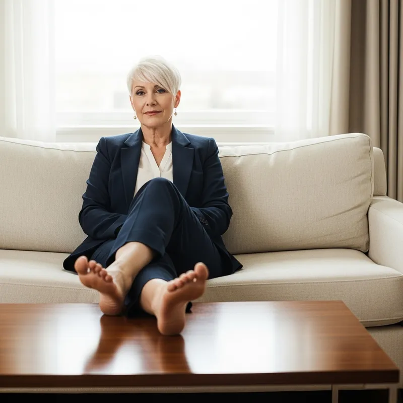 Businesswoman Relaxing on Couch with Style