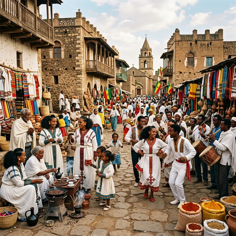 Authentic Ethiopian Cultural Street Scene