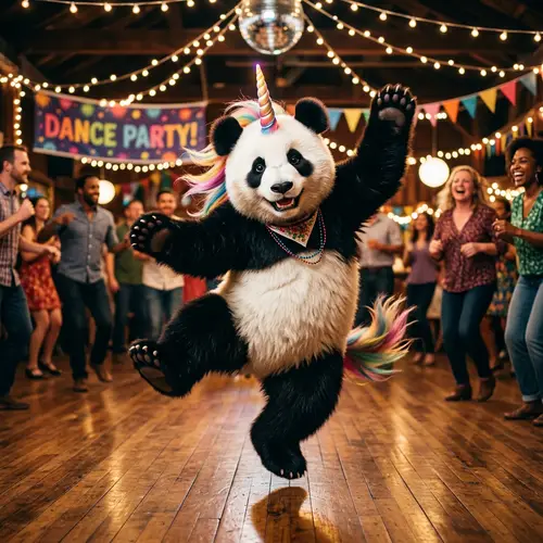 Dancing Panda Unicorn Dad: Playful & Adorable Fusion!