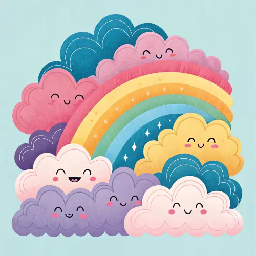 Vibrant Multicolor Cloud Tufting Art